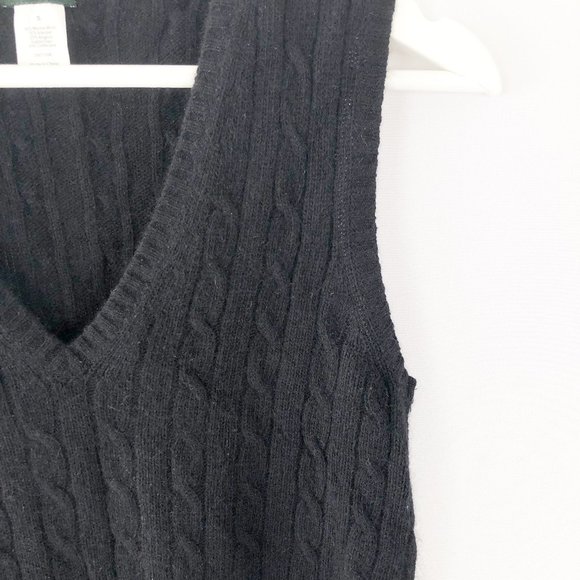 J.Crew Cable Knit Cashmere Merino Wool Angora V-Neck Sweater Vest Preppy School - Picture 4 of 10